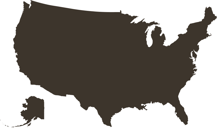 Silhouette map of the United States including Alaska for selecting your growing zone